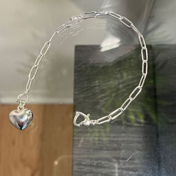 The LOVE Heart Pendant & clasp link bracelet in 925 - Picture 3 of 5